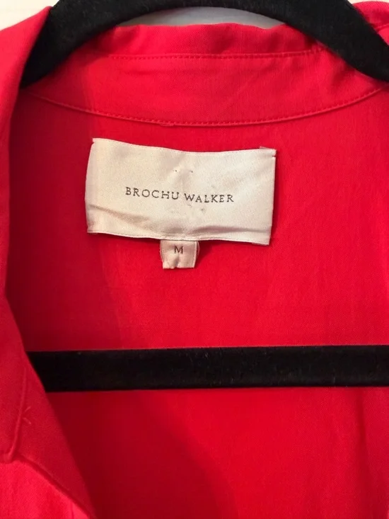 Brochu Walker Red Button-Front Tiered Midi Dress with Puff Sleeves - Picture 7 of 7